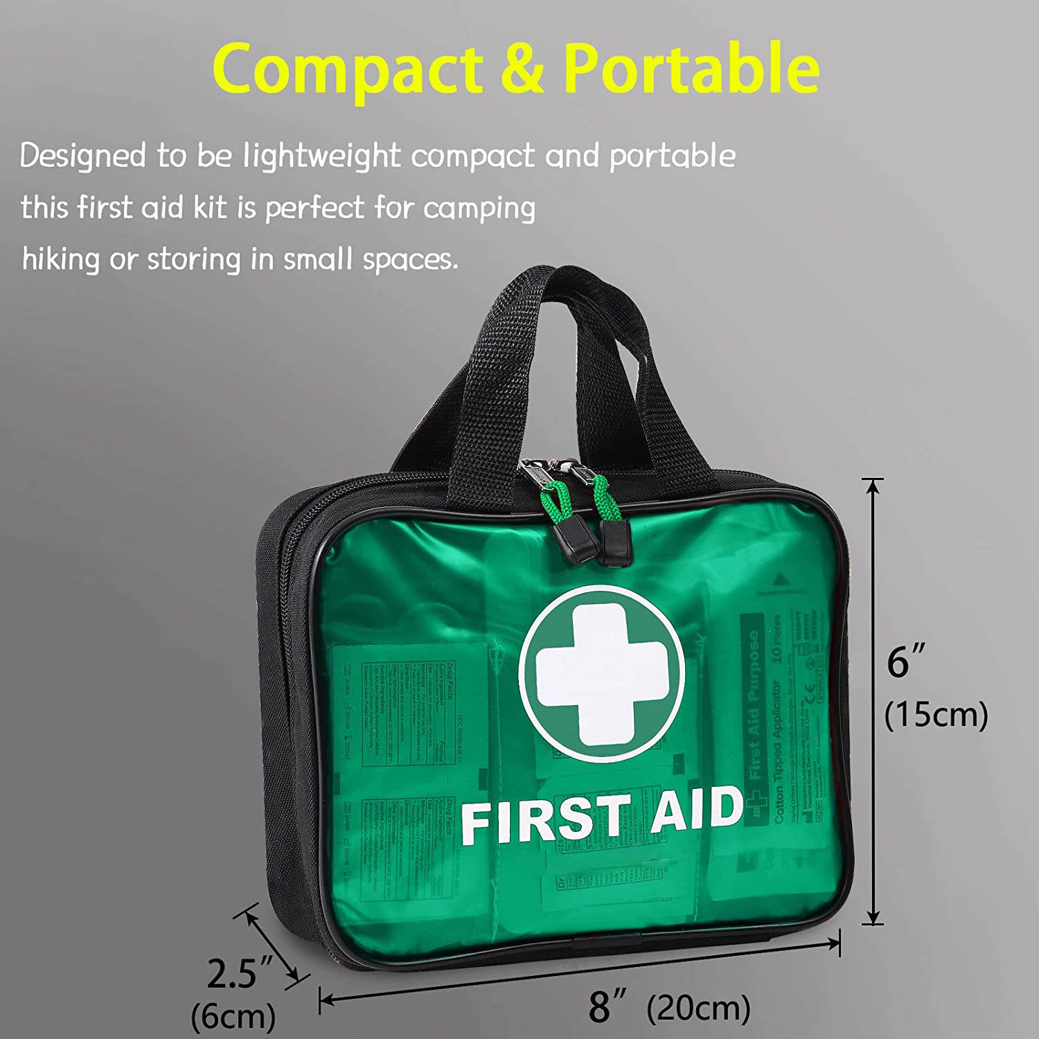 I-Green First Aid Handbag ene-200 Piece yeSibhedlele sobonelelo lwezoNyango lweBanga