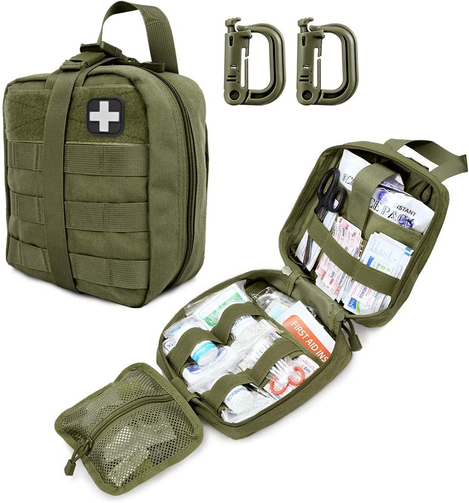 Green Tactical First Aid Military Pouch Iquka iRed Cross patch