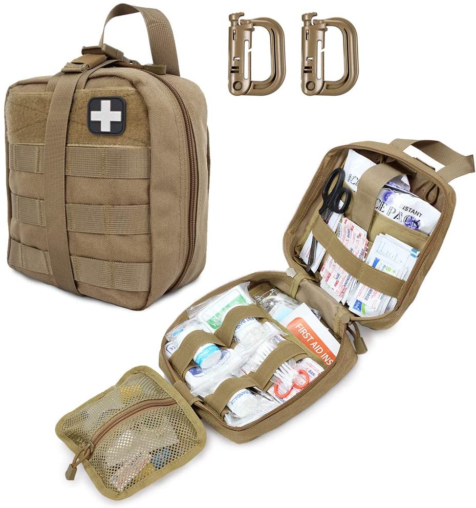 Khaki Tactical First Aid Military Pouch Iquka iRed Cross Patch