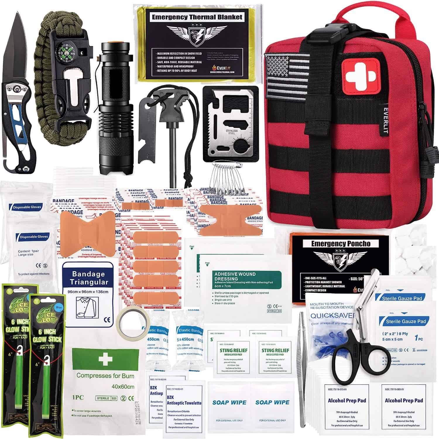 I-Red Survival First Aid Kit Iqulethe i-250 Piece First Aid Kit